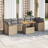 Maison Chic Seti vrtnega pohištva - Vrtna garnitura - Vrtni pohištvo set z blazinami 8-delna bež ratan/akacija, (21805638) | Shoptok.si