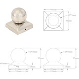  Poklopci za stupove 6 kom kuglasti čelični 91 x 91 mm | shoptok.hr