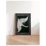 Wallxpert uramljena slika 115232, The White Swan Hilme af Klint, beli labud na tamnoj pozadini, 50 x 70 cm, ram u boji prirodnog drveta Cene