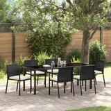 vidaXL 7-dijelni set vrtnih stolica Crni Poli Ratan | shoptok.hr