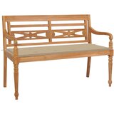 vidaXL klop batavia z bež blazino 120 cm trdna tikovina | Shoptok.si