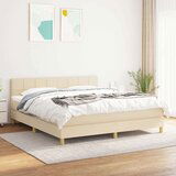  Box spring postelja z vzmetnico krem 180x200 cm blago | Shoptok.si