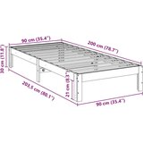vidaXL Okvir kreveta bez madraca bijeli 90 x 200 cm masivna borovina | shoptok.hr