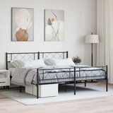 Maison Chic Kovinski Posteljni okvir - Dvoposteljna postelja - Zakonska postelja z vzglavjem in vznožjem črn 183x213 cm, (21697245) | Shoptok.si