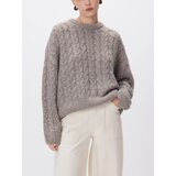Reserved Džemper s uzorkom pletenica - smeđesivo | shoptok.hr