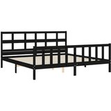  Okvir za krevet s uzglavljem crni 200 x 200 cm od masivnog drva | Eponuda.ba