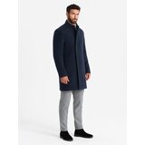 Ombre Men's coat with asymmetrical fastening and high collar - navy blue | shoptok.hr
