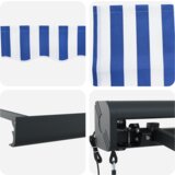 vidaXL Avtomatski retraktibilni senčnik modro-beli 500x300 cm | Shoptok.si
