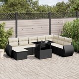 vidaXL 9-dijelni set vrtnih sofa s jastucima crni od poliratana | shoptok.hr