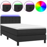 Maison Chic Box spring postelja - Vzmetna postelja z vzmetnico LED črn 90x190 cm umetno usnje SL3540, (21901639) Cene
