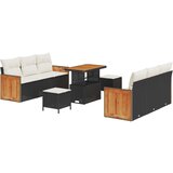 Set vrtne sofe od 9 dijelova s jastučićima Crni Poli Ratan Akacija 2-sjedna vrtna sofa s jastučićima Crni Poli Ratan set vrtne | shoptok.hr