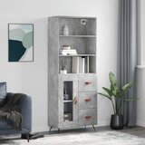 vidaXL Visoka komoda betonsko siva 69,5x34x180 cm inženirski les | Shoptok.si