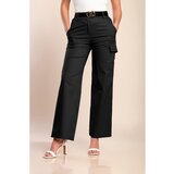 Fenzy Elegantne Dolge Hlače S Pasom, Črne | Shoptok.si