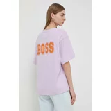 BOSS Orange Bombažna kratka majica ženski, vijolična barva