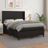  Box spring postelja z vzmetnico črn 140x200 cm umetno usnje, (20899675) Cene