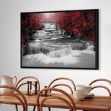  Slika - Cascade of Thoughts (1 Part) Wide Red 120x80 U crnom drvenom okviru | shoptok.hr