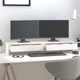  Stalak za monitor bijeli 100x27x15 cm od masivne borovine Slike