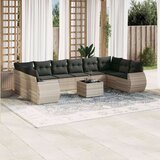 vidaXL 11-dijelni set vrtnih sofa poliratan s jastucima svijetlosivi | shoptok.hr