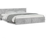  Okvir za krevet s uzglavljem i LED siva boja betona 200x200 cm | Eponuda.com