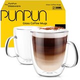 PUNPUN 2x velike prozorne steklene skodelice za kavo 500ml Cene