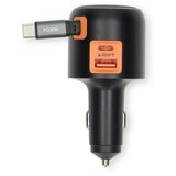Nedis CCH1C1A60WBK - Auto punjač sa uvlačivim kablom PD 30W 2xUSB-C + 1xUSB-A | Eponuda.com