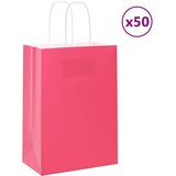 vidaXL Papirnate vrećice 50 kom s ručkama ružičaste 15x8x21 cm | shoptok.hr