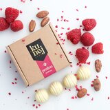 KUNEJ VINO & ČOKOLADA D.O.O. Bonboniera 2×2, pralineji iz bele čokolade z malino, 45 g Cene