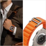  Pašček za uro Apple Watch 4 / 5/ 6 / 7 / 8 / SE / Ultra (42 / 44 / 45 / 49 mm) - oranžno bel | Shoptok.si