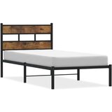 vidaXL Kovinski posteljni okvir brez vzmetnice dimljen hrast 80x200 cm Cene
