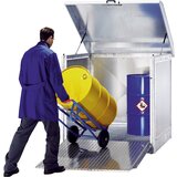 eurokraft pro Odlagališče za nevarne snovi, z aluminijastimi vrati kot navozno rampo, za 2 soda po 200 l, pocinkana izvedba | Shoptok.si