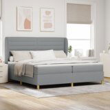  Box Spring postelja z vzmetnico - Svetlo siva, 200x200 cm, Tkanina, (22052634) | Shoptok.si
