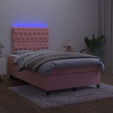  Box spring postelja z vzmetnico LED roza 120x200 cm žamet, (20789749) | Shoptok.si