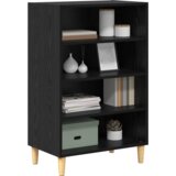 vidaXL Strani šal s polico Črni hrast 57 x 35 x 90 cm Konstruiran les | Shoptok.si