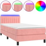  box spring s madracem LED ružičasti 90x190 cm baršunasti | shoptok.hr