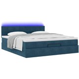  Otomanski krevet s madracem&LED tamnoplavi 180x200cm baršunasti | shoptok.hr