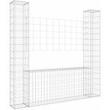  Gabionska košara U-oblika s 2 stupa 140 x 20 x 150 cm željezna | shoptok.hr