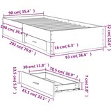  Okvir kreveta s ladicama siva boja betona 90x200 cm drveni | shoptok.hr