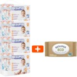 BeSuper Premium Pelene, Veličina 4 (9-14 kg), 4x32 komada + Vlažne maramice, 1x60 komada Cene
