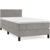 Box spring postelja z vzmetnico svetlo siva 100x200 cm žamet, (20726072) | Shoptok.si