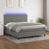  Box spring postelja z vzmetnico LED temno siva 180x200 cm blago, (20789443) Cene