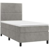  Krevet box spring s madracem LED svjetlosivi 80x200 cm baršun | shoptok.hr