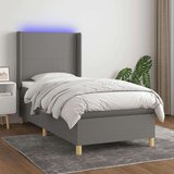  Box spring postelja z vzmetnico LED temno siva 90x190 cm blago, (20789508) Cene