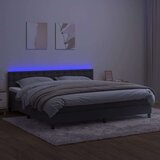  Box spring postelja z vzmetnico LED temno siva 200x200 cm žamet, (20789726) | Shoptok.si