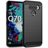  Gumijasti / gel etui Carbon za LG Q70 - črni Cene
