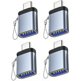 INF Adapter USB 3.0 na Type-C, paket 4 kosov z vrvico za vtičnico — OTG adapter iz aluminijeve zlitine, združljiv s Huawei, siv, (5000276525) | Shoptok.si