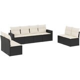  8-dijelni set vrtnih sofa od poliratana s jastucima crni | shoptok.hr