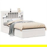 vidaXL Posteljni okvir brez vzmetnice bel 135x190 cm trdna borovina | Shoptok.si