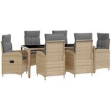 vidaXL Zunanja jedilnica z blazino 7 pcs Bež in svetlo siva, (5000281621) | Shoptok.si