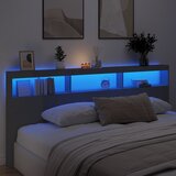 Ormarić za uzglavlje s LED svjetlima crni 220 x 17 x 102 cm | shoptok.hr