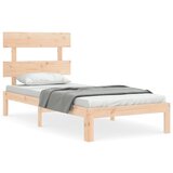 The Living Store Posteljni okvir z vzglavjem trden les - Posteljni Okvir, (21523271) | Shoptok.si